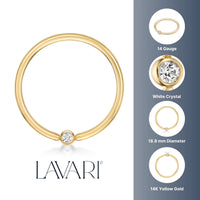 Swarovski Crystal Captive Bead Nipple Hoop - 14G