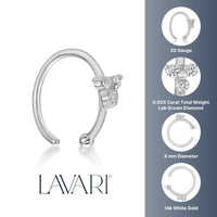 14K Gold Triangle 0.025 Carat Lab Grown Diamond Nose Hoop - 20G