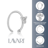 14K Gold Triangle 0.025 Carat Lab Grown Diamond Nose Hoop - 20G