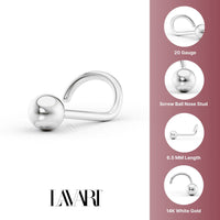 14K Ball Curved Nose Ring - 20G