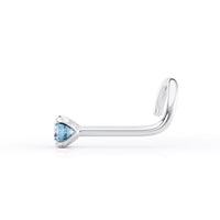 14K Blue Crystal Curved Nose Ring - 20G