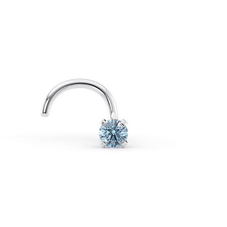 14K Blue Crystal Curved Nose Ring - 20G