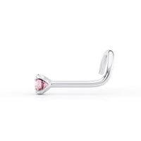 14K Crystal Curved Nose Ring - 20G