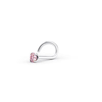 14K Crystal Curved Nose Ring - 20G