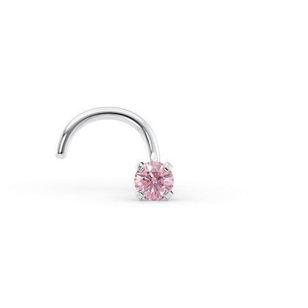 14K Crystal Curved Nose Ring - 20G