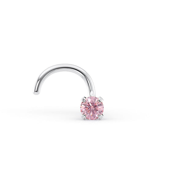 14K Crystal Curved Nose Ring - 20G