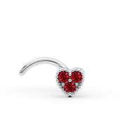 14K Cubic Zirconia Heart Curved Nose Ring - 20G