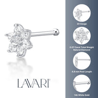 20 G (0.8 mm) Lab Grown Diamond Straight-Stud Nose Ring in 14K Gold