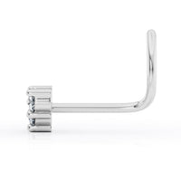 14K Cubic Zirconia Heart Curved Nose Ring - 20G
