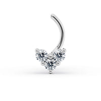 14K Cubic Zirconia Heart Curved Nose Ring - 20G