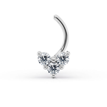 14K Cubic Zirconia Heart Curved Nose Ring - 20G