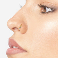 14K Gold Hexagon 0.025 Carat Lab Grown Diamond Nose Hoop - 20G