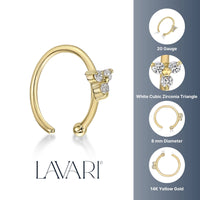 14K Gold Triangle Nose Hoop - 20G