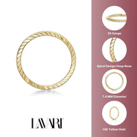 14K Gold Spiral Nose Hoop - 20G
