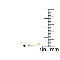 14K Gold Screw Black Diamond Nose Ring - 22G