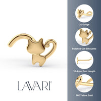 14K Cat Curved Nose Ring - 20G
