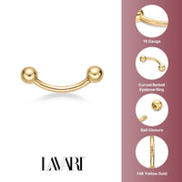 Banana Pin Barbell Eyebrow Piercing - 16G