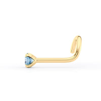 14K Blue Crystal Curved Nose Ring - 20G