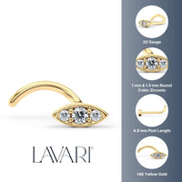 14K Evil Eye CZ Screw Nose Ring - 20G