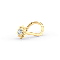14K Cubic Zirconia Sun Curved Nose Ring - 20G