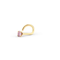 14K Crystal Curved Nose Ring - 20G