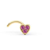 14K Cubic Zirconia Heart Curved Nose Ring - 20G