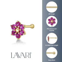 14K Swarovski Crystal Nose Stud - 20G