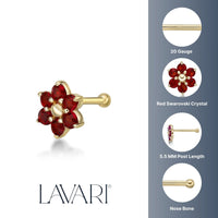 14K Swarovski Crystal Nose Stud - 20G
