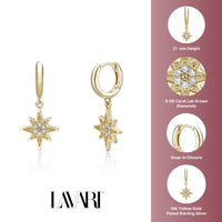 Large Star Dangle Huggie Earrings