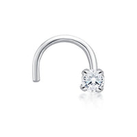 14K Gold Screw Diamond Nose Ring - 22G