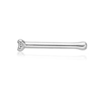 14K Gold Straight Bone Diamond Nose Stud - 22G