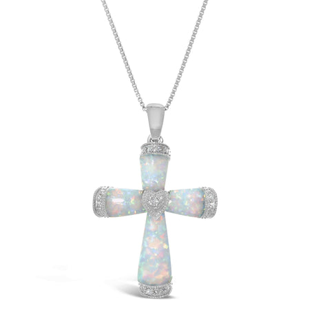 Created Opal Cross Pendant