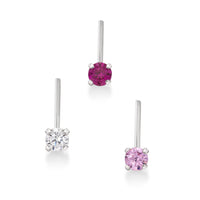14K Gold L-Shaped Cubic Zirconia Nose Ring Set - 22G