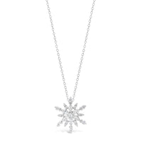 Cubic Zirconia Snowflake Pendant in Sterling Silver, 18"