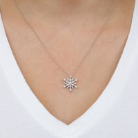 Cubic Zirconia Snowflake Pendant in Sterling Silver, 18"