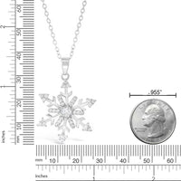 Cubic Zirconia Snowflake Pendant in Sterling Silver, 18"