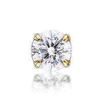 14K Gold Straight Bone Cubic Zirconia Nose Stud - 22G