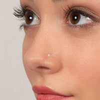 14K Gold Bezel Set Cubic Zirconia Nose Stud - 22G