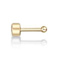 14K Gold Bezel Set Cubic Zirconia Nose Stud - 22G