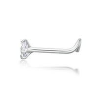14K Gold Screw Cubic Zirconia Nose Ring - 22G