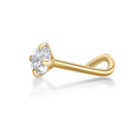 14K Gold Screw Cubic Zirconia Nose Ring - 22G