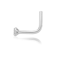 14K Gold L-Shaped Cubic Zirconia Nose Ring - 22G