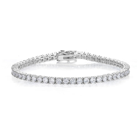 Cubic Zirconia Tennis Bracelet in Sterling Silver, 7.5"