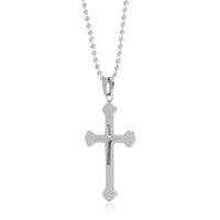 Budded Cross Pendant in Stainless Steel