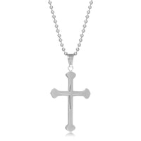 Budded Cross Pendant in Stainless Steel