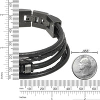 Skull Multi-Strand Bracelet in Black Genuine Leather and Black, 10 IN