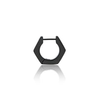 Hexagon Hoop Earring in Black Ion Plated Stainless Steel