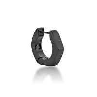 Hexagon Hoop Earring in Black Ion Plated Stainless Steel
