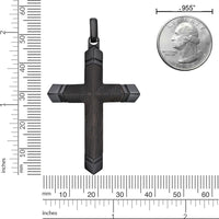 Men's Ebony Wood Cross Pendant in Black Ion-Plated Stainless Steel