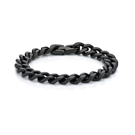 Thick Bracelet in Black Ion Plated Stainless Steel